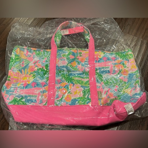 Lilly Pulitzer Mercato Canvas Cotton Tote Bag - Multi Lilly Loves California - Picture 13 of 13